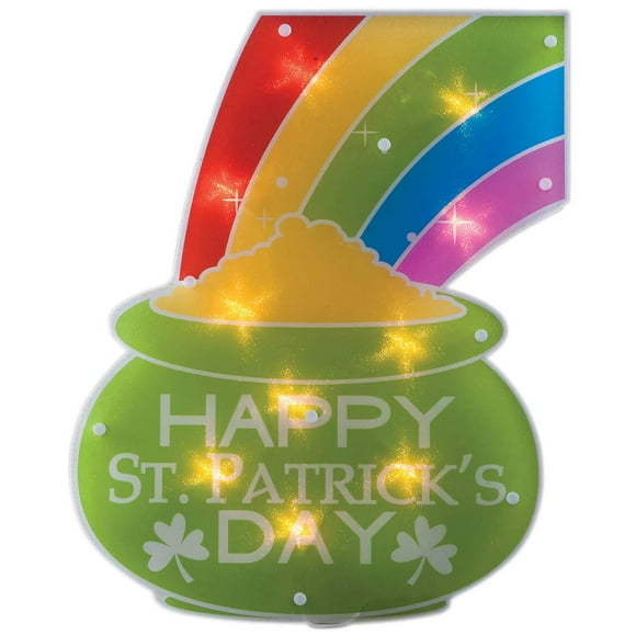 Impact Innovations St Patricks Day Shimmer Lighted Window Decoration Pot of gold
