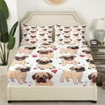 thumbnail image 3 of Erosebridal Cute Pug Dog Fitted Sheet Twin, Animal Pet Theme Bedding Set Twin Size , Lightweight 2 Pieces, 3 of 5