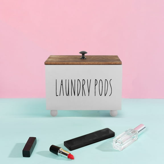 FRCOLOR Wooden Dryer Sheet Holder Laundry Room Organization Rustic Laundry Room Storage Box Farmhouse Laundry Dryer Sheets Container Laundry Room Holder Laundry Pod Dispenser with Lid