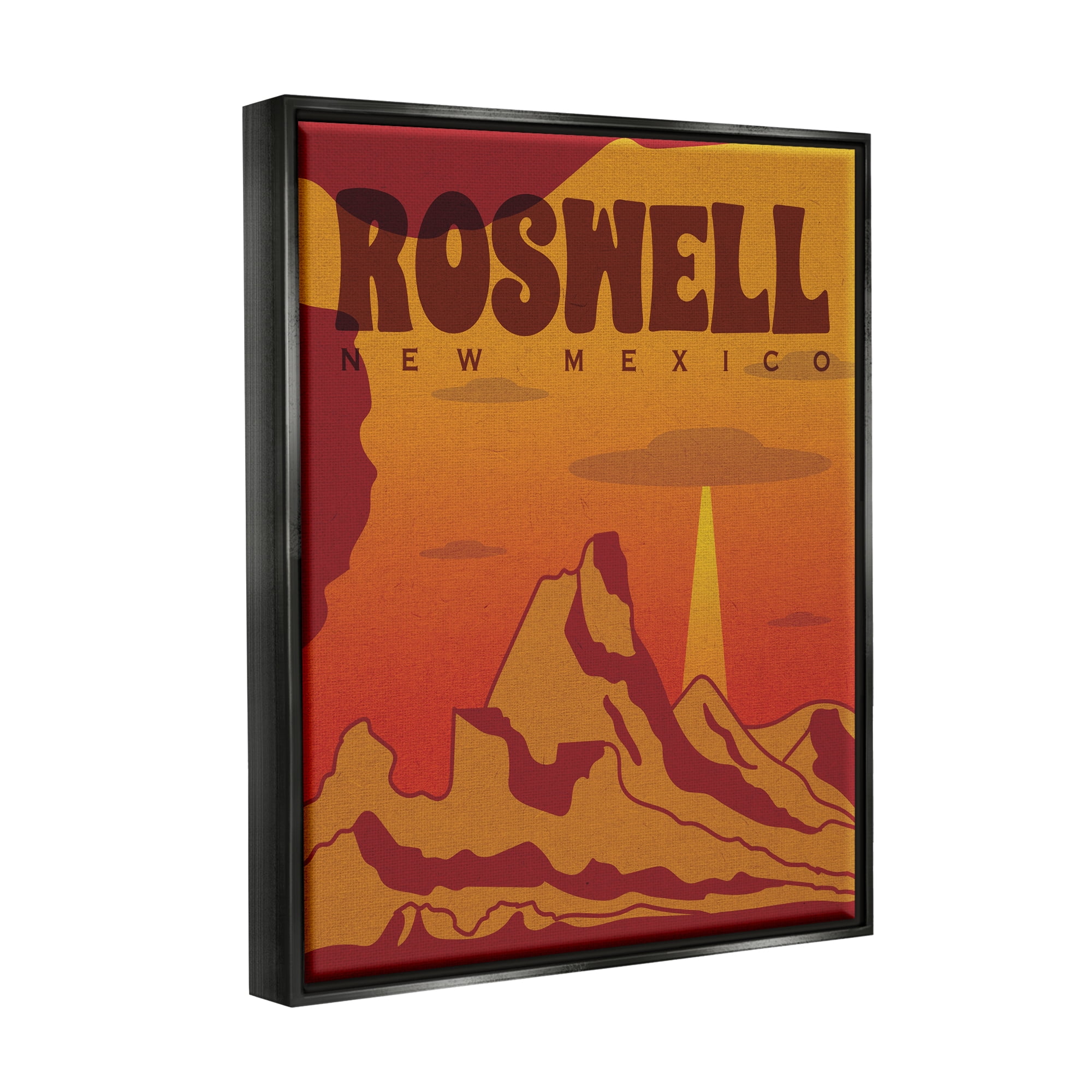 Stupell Industries Roswell New Mexico Desert UFO Travel & Places Painting Black Floater Framed Art Print Wall Art