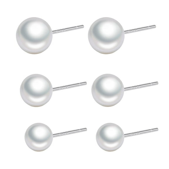 3 Pairs Faux Pearl Stud Earrings Set for Women 925 Sterling Silver Cartilage Pearls Tragus Small Studs Earring