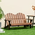 thumbnail image 2 of Costway 2 Person Adirondack Chair Kid Solid Wood Loveseat Backrest Arm Rest Patio Coffee, 2 of 9