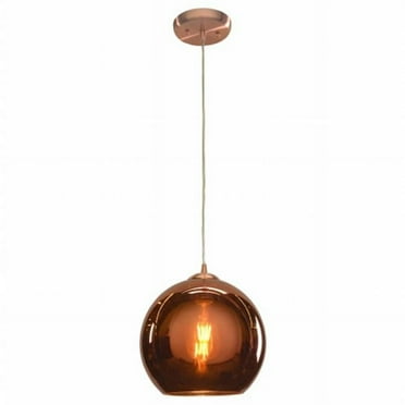 Glow Mirrored Glass Pendant, Brushed Copper
