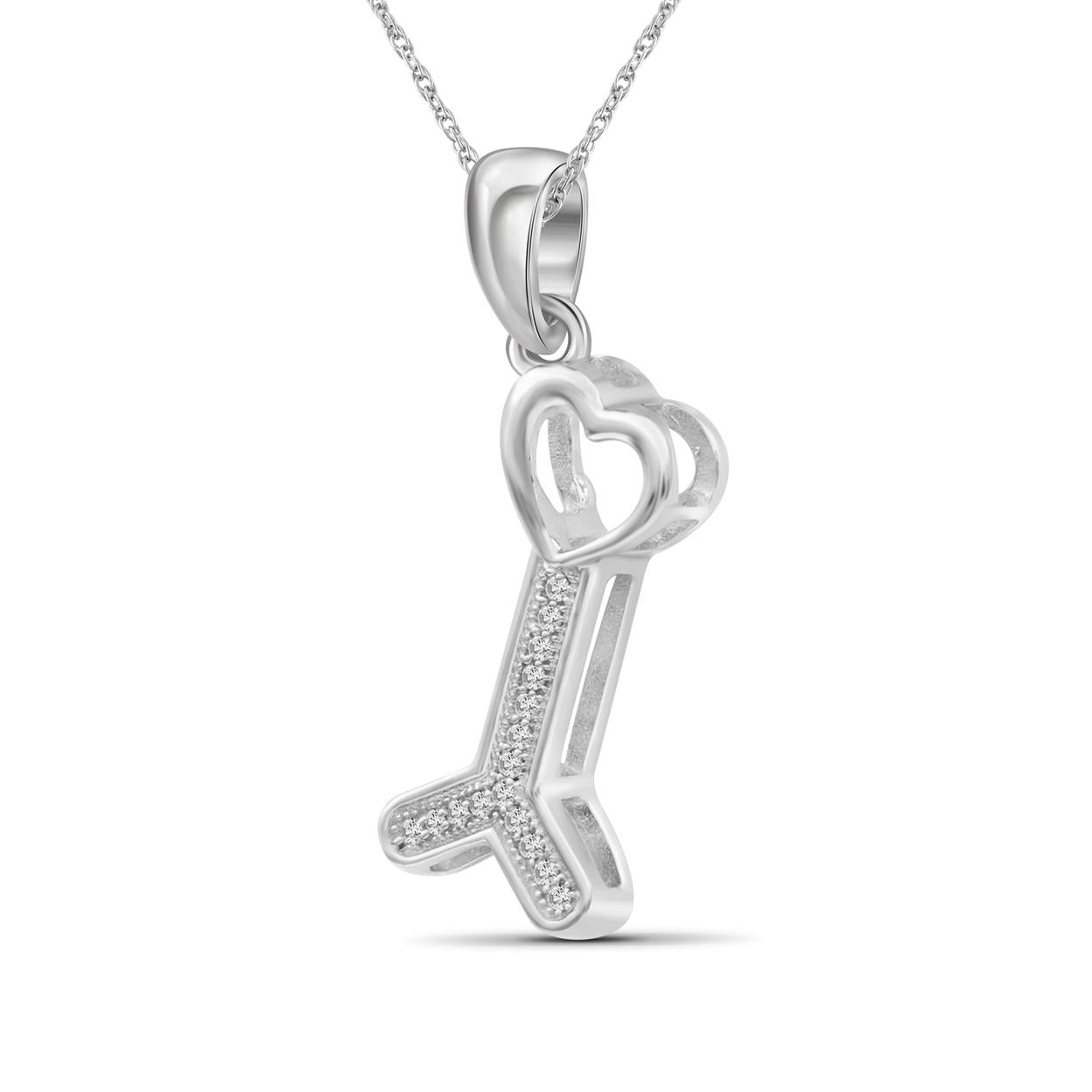 JewelersClub Sterling Silver (.925) Heart Necklace with 0.05 Carat White Diamonds | Jewelry Pendant Necklaces for Women White Diamonds & 18 inch Rope Chain with Spring Clasp