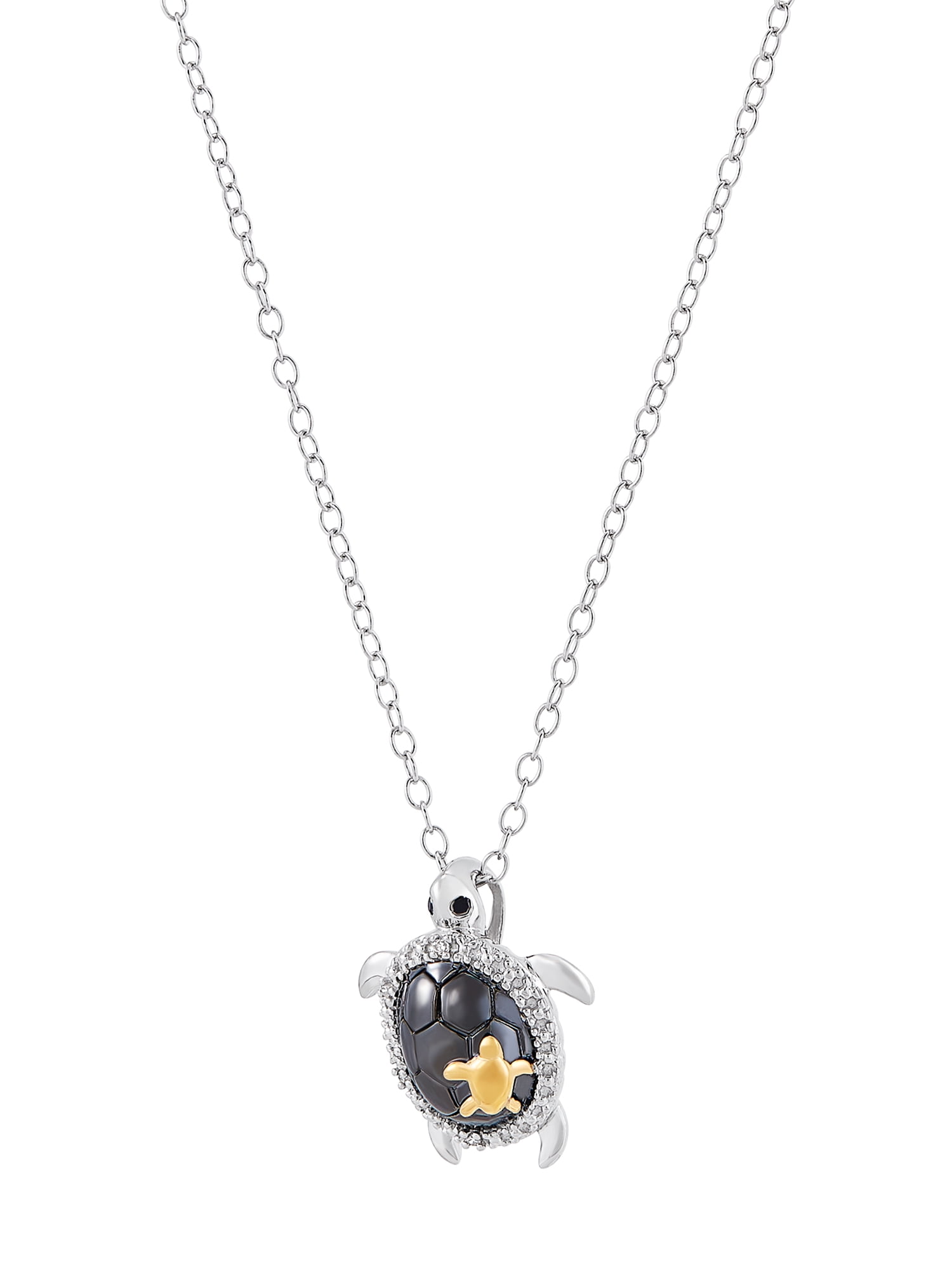 Sterling Silver 3D Sea Turtle Pendant Necklace 18 Inch Chain