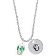 thumbnail image 1 of Delight Jewelry Silvertone Green Shamrock Spinner Silvertone Script Initial Disc - O - Charm Necklace, 20"+3", 1 of 4