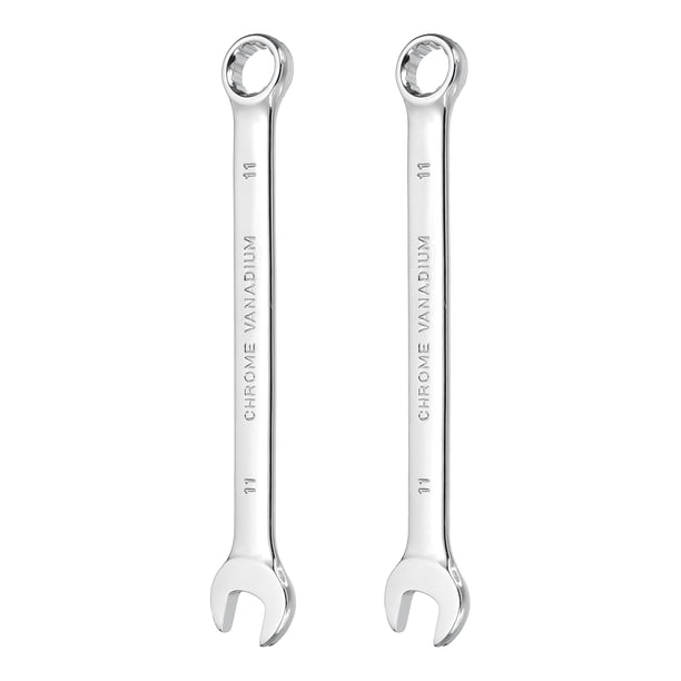 Juego de 2 llaves combinadas de 11 mm, llave de caja y boca abierta de 12 puntos, espárrago de acero CR-V