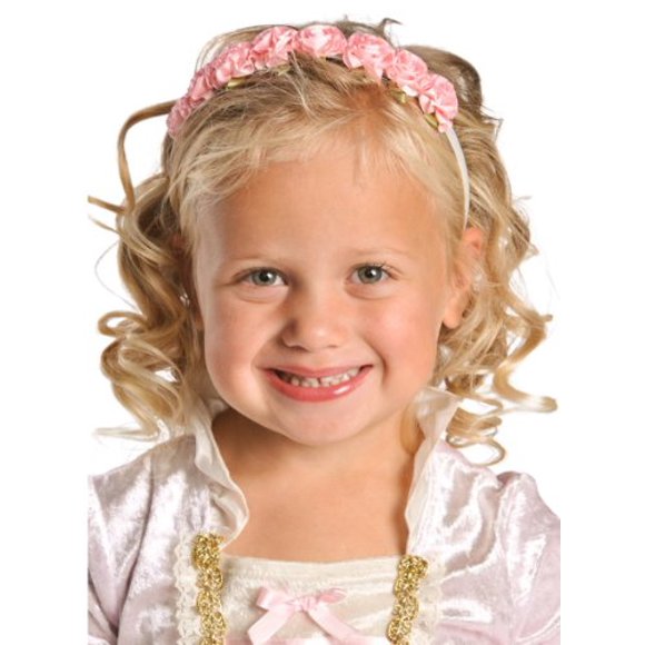 Girls Pink Rose Headband Fits Most 3-9 Years, By Little Adventures
