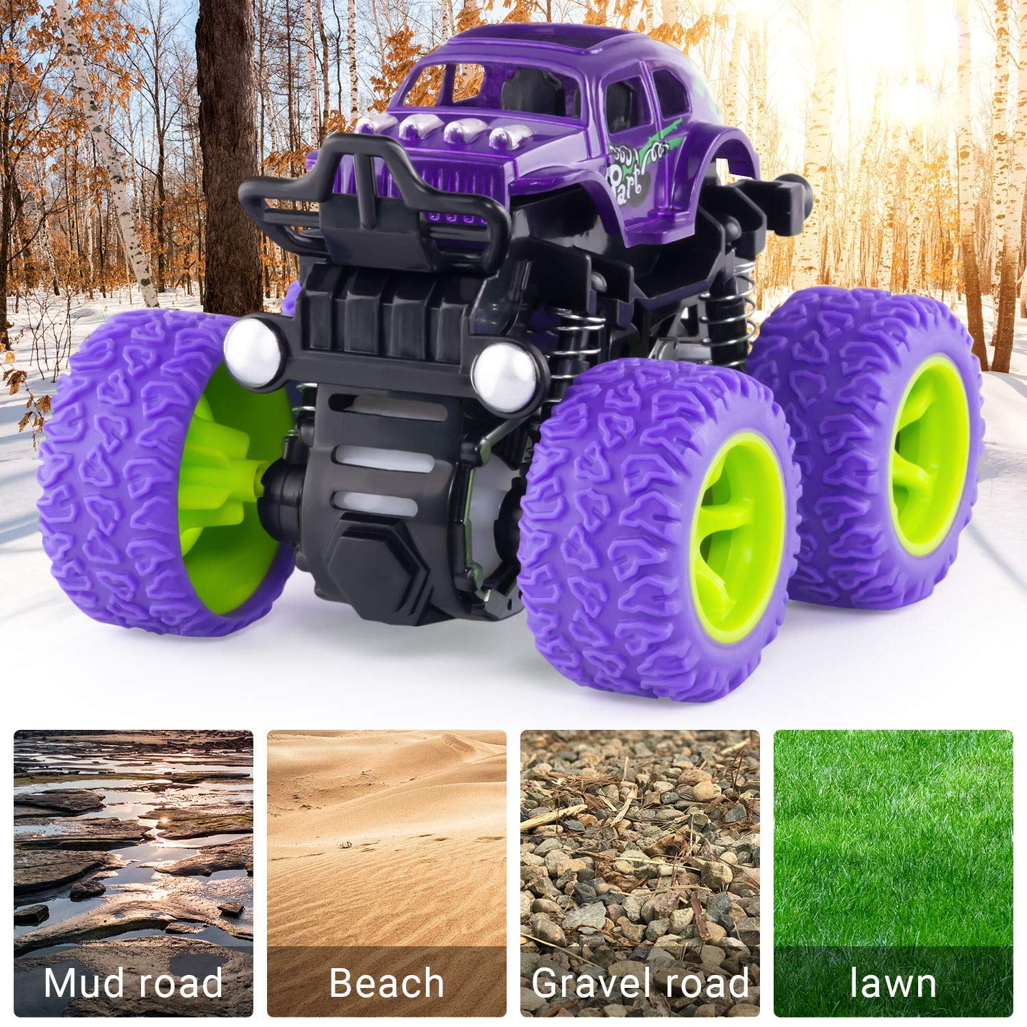 CozyBomB Friction Powered Monster Trucks Toys for Boys/Girls - Push and Go  Car Truck Playset, Inertia Vehicle, Kids Birthday Christmas Party Supplies