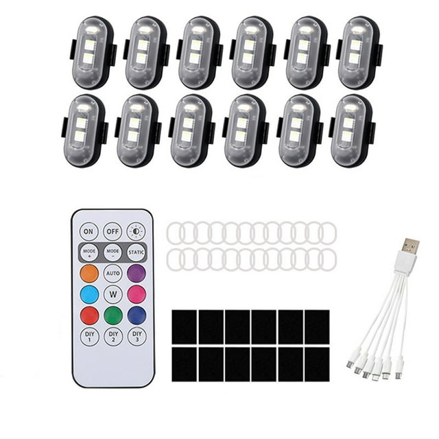 Mode Télécommande Lumière Stroboscopique LED Colorée Rechargeable Sans Fil Lampe d'Avertissement pour Moto