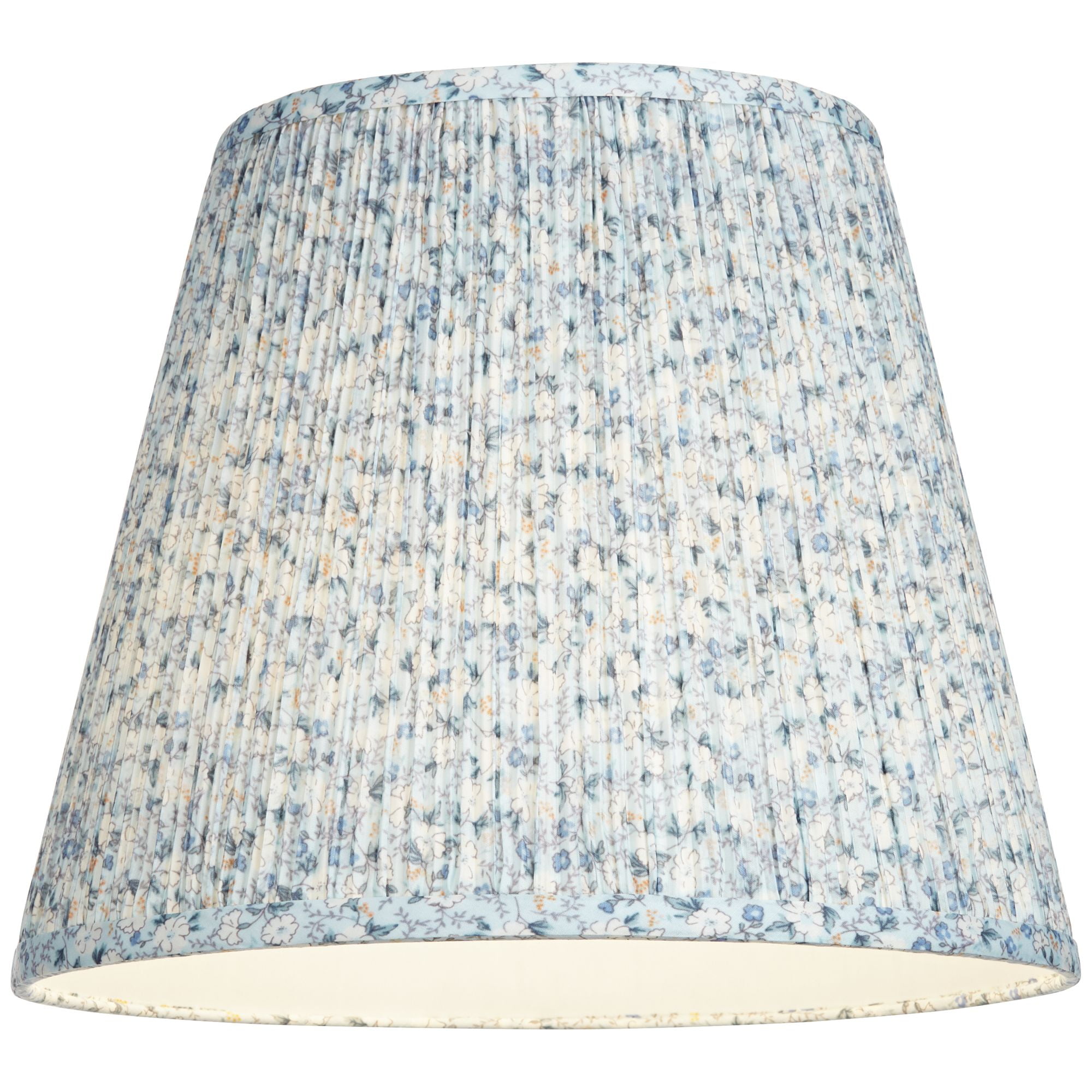 Springcrest Set of 2 Pleat Empire Print Lamp Shades Blue Floral Medium 8" Top x 13" Bottom x 10.75" High Spider Harp and Finial