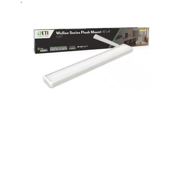 ETI 6” x 4’ Wellen Linear Flush Mount with Night Light, 2800 Lumen, 3CCT Color Preference, Dimmable, 120-Volt, C05012401A