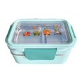 thumbnail image 1 of Bento Boxes Fiambrera de acero inoxidable Contenedor de alimentos de doble capa Caja de picnic portátil Bento (Color: Azul), 1 of 5