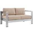 thumbnail image 1 of Modway Causeuse de Patio Extérieure en Tissu et Aluminium, Argent/beige, 1 of 4