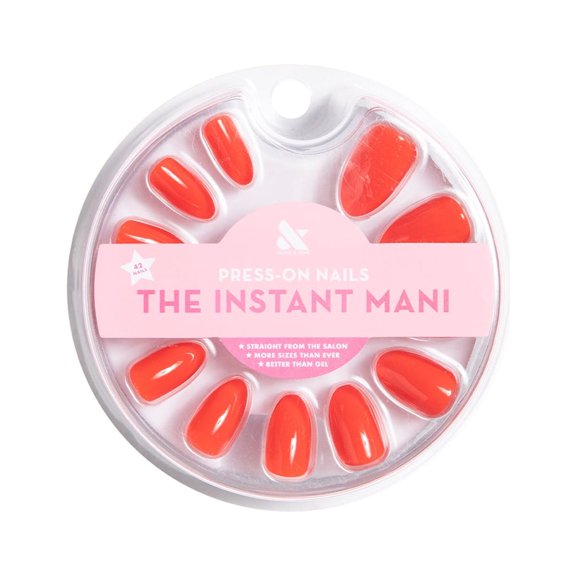 Olive & June Press-on Artificial Nails, Almond Medium, Lava, Red, 42 Count
