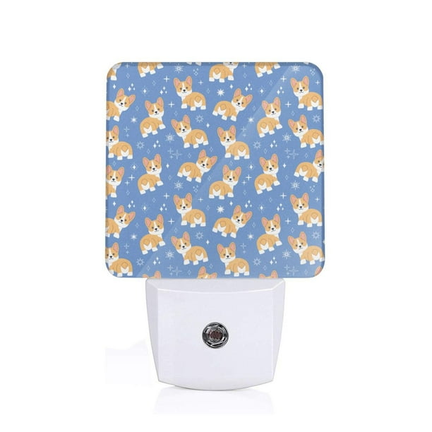 Balery Corgi Luz Nocturna LED con Sensor Automático, Enchufe con Sensor Crepuscular, Luz Suave de 0.5W para Dormitorio, Pasillo, Baño-US