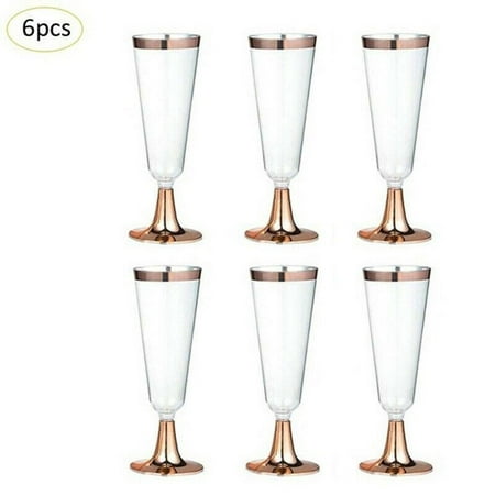 

6Pcs Disposable Wine Glass Plastic Champagne Flutes Glasses Goblet Party Lovers Valentine s Day Gifts Cup Wedding Drinking Cup Clearance