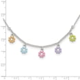 thumbnail image 5 of Auriga Fine Jewelry 925 Sterling Silver Polished Multi-color Enameled Flowers Necklace for Women 14", 5 of 6