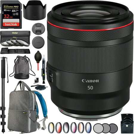 Canon RF 50mm F1.2 L USM Full Frame Lens for EOS R Canon RF Mirrorless Camera 2959C002 with 77mm Multicoated UV, Polarizer & FLD Filter Kit Photography Backpack (Best Canon Lens For Product Photography)