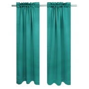 Your Zone Solid Blackout Curtain Panel Pair, Set of 2, Teal Moss, 30" W x 63" L