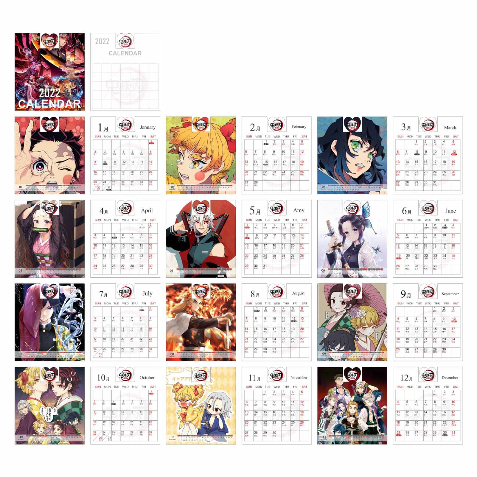 shiyao demon slayer calendar jujutsu kaisen calendar tokyo revengers calendar 2022 anime cartoon calendar style4 walmart com