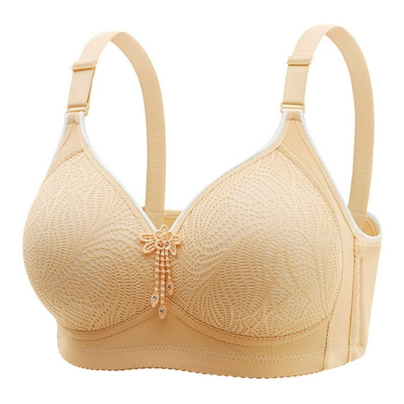 Women's Lace Full Coverage Support Underwire Bra Seamless Sexy Push Up Wireless Bra Lace Everyday Underwear Lace Lingerie Bra Brassieres Para Mujer Beige XL