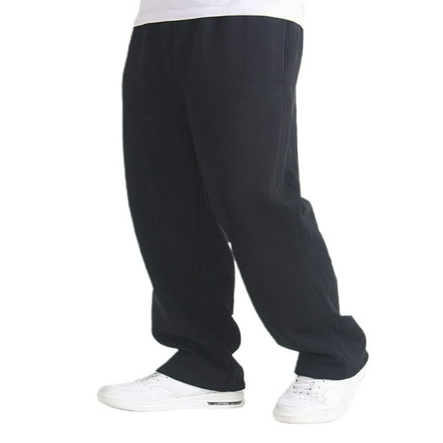 Men Autumn Casual Sweatpants Solid Color Elastic Middle Waist Loose Joggers Trousers Plus Size