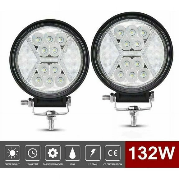 Adjustable Led Light Pods For All-Weather Tasks, Flood Offroad Lights 132W With Powder Coated Aluminum Housing, 2PCS Work Lights For Semi Truck Flatbed Snowblower Forklift