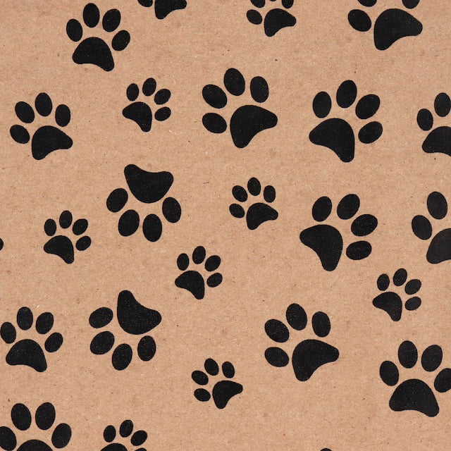 HTL Paw Printed Pet Dog Cat Brown Kraft Paper Gift Wrap