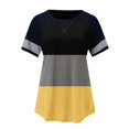 thumbnail image 4 of TSADFHJI T-Shirts en Coton pour Femmes Coupe Ample Mode Décontractée Imprimé Col Rond Manches Courtes Pull T-Shirt L Jaune, 4 of 5