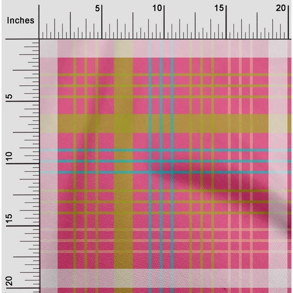 oneOone Organic Cotton Poplin Twill Fabric Madras Check Print Fabric By Yard 42 Inch Wide