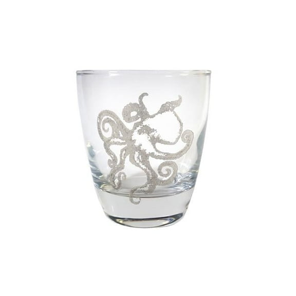 Lyoncraft LBOC01 10 oz Octopus Engraved Lowball Glass