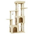 thumbnail image 2 of Heavy Duty 61" Multi-Level Cat Tree Tower for Large Indoor Cats & Maine Coons, Modern Design, Robust Natural Sisal Scratching Posts, Stable Playground with Interactive Toys - Beige, 2 of 9