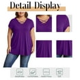 thumbnail image 5 of Mengpipi Womens Plus Size Tops Criss Cross V Neck Short Sleeve Summer Casual Blouses, Light Gray-1X, 5 of 9