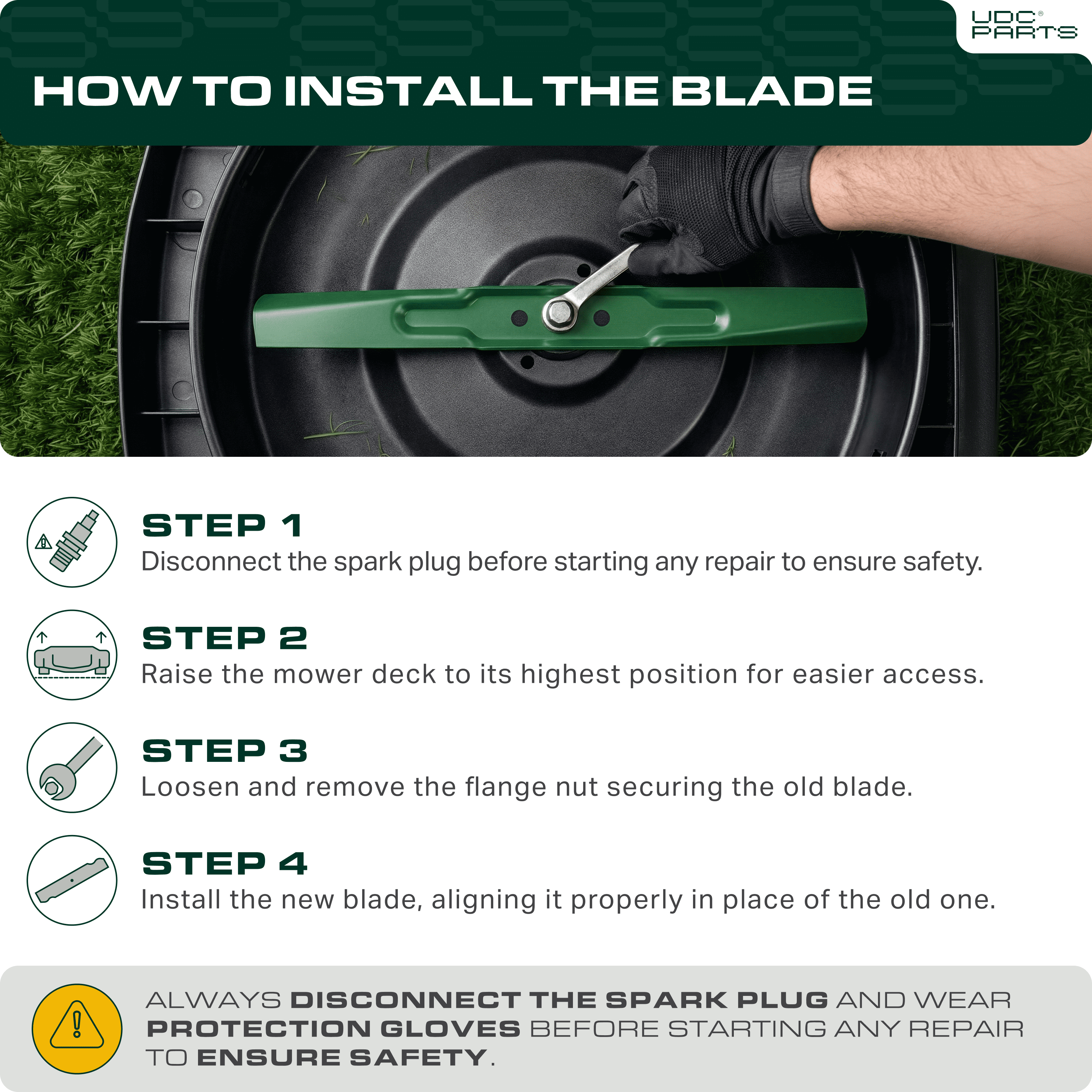 UDC Parts 2105300125A High Lift Lawn Mower Blades Replacement for MNA152701 MNA152505 MNA152516, 2 Pack