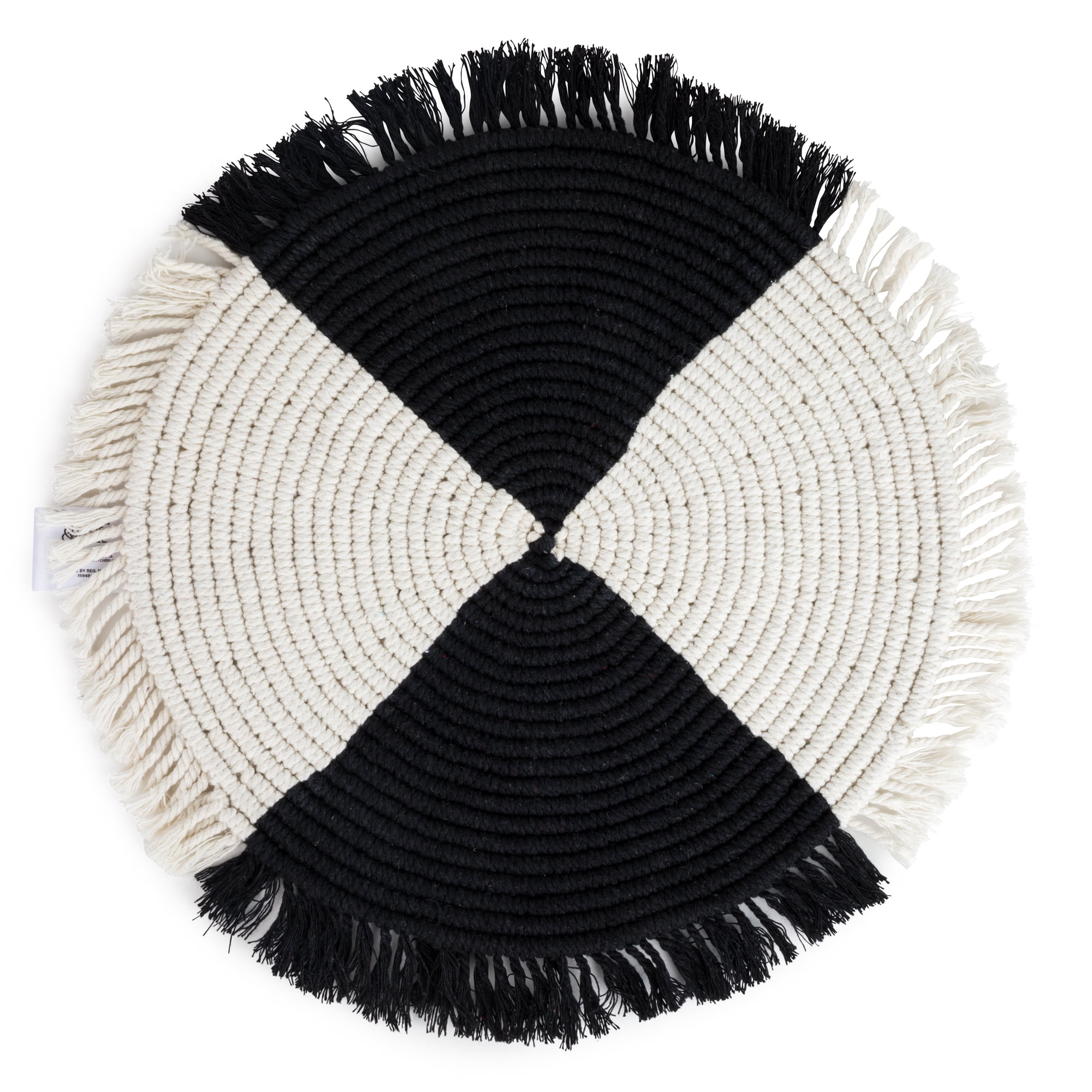Thyme & Table Handwoven Placemat, Black White, 18"