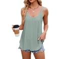thumbnail image 3 of Womens Solid Color Round Neck Sleeveless Tank Top Basic Layering Undershirt Casual Dark Green S, 3 of 9