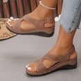 thumbnail image 3 of Womens Sandals Open Toe Hollow out Low Wedge Antislip Comfortable Footbed Slingback Orthopedic Walking Shoes Brown Size 6.5, 3 of 6