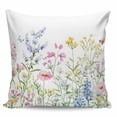 thumbnail image 2 of Spring Floral Throw Pillow Covers, Soft Pillowcases with Invisible Zipper, Colorful Watercolor Botanical Summer Decorative Square Pillow Cushion Covers for Living Room Couch Sofa Bed 16x16 Inches, 2 of 8