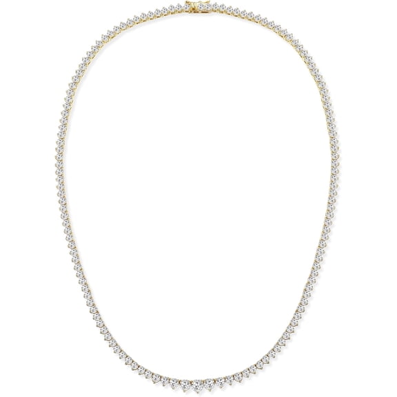 Leander 18K White/Yellow Gold Plated Cubic Zirconia Classic Tennis Necklace for Women, White Gold Plated, Brass