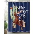 thumbnail image 2 of Navy Blue Cowboy Christmas Shower Curtain Set, Waterproof Shower Curtains for Bathroom, Western Xmas Santa Cactus Washable Fabric Cloth Bath Curtain for Bathtub Decoration with Hooks 48x72 Inches, 2 of 6