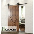 thumbnail image 2 of Homacer Black Rustic Sliding Barn Door Hardware Kit, for One/Single Door, 9ft Long Flat Track, Spoke Wheel Design Roller, Heavy Duty, for Interior & Exterior Use, 2 of 3