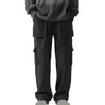 thumbnail image 3 of Styesk Men's Pants Men's Elastic Waist Tied Rope Multi Pocket Workwear Straight Tube Mid Waist Pants, 3 of 5