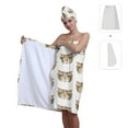 thumbnail image 2 of Colevkie 2 Pieces Women Bath Towel Set Bath Skirt & Shower Cap Quick Drying Portable Adjustable for Bathroom Travel Beach Sauna Wrap Towel Hair Drying Cap Printed Cute Kittens Pattern, 2 of 8