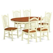 East West Furniture Avon 7-piece Wood Dining Table Set in Buttermilk/Cherry