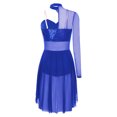thumbnail image 4 of MSemis Women Modern Lyrical Dance Dress Single Sleeve Ballet Ballroom Dresses Royal Blue M, 4 of 5