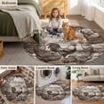 thumbnail image 5 of Brown Vintage Rooster Round Area Rug 3Ft Washable Small Circle Rugs for Kitchen Entryway, Farmhouse Wooden Chickens Farm Non-Slip Carpet Floor Mats Indoor Outdoor Carpet Runner Aesthetic Home Decor, 5 of 8