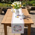 thumbnail image 5 of Happy Easter Table Runner, Eggs Flower Wreath Roses Butterfly Pink Leaf Cotton Linen Kitchen Table Decoration Washable Dining Tabletop Runners for Home Party Decor 13x72 Inches, 5 of 9