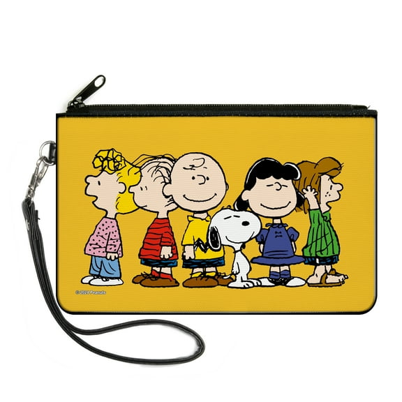 Peanuts Wallet, Zip Clutch, Peanuts Gang Close Up Group Pose Golden Yellow, Canvas