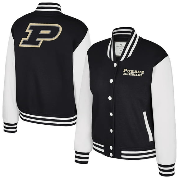 Women's Colosseum Black Purdue Boilermakers French Baguette Full Snap Fleece Jacket